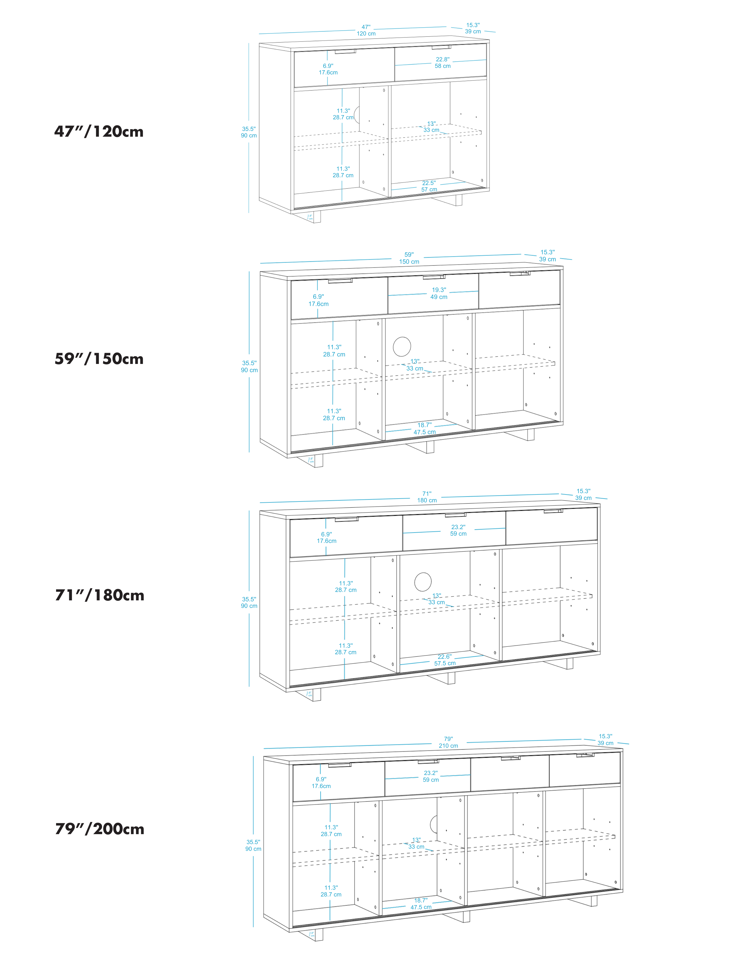 Drawer Sideboard & Buffet