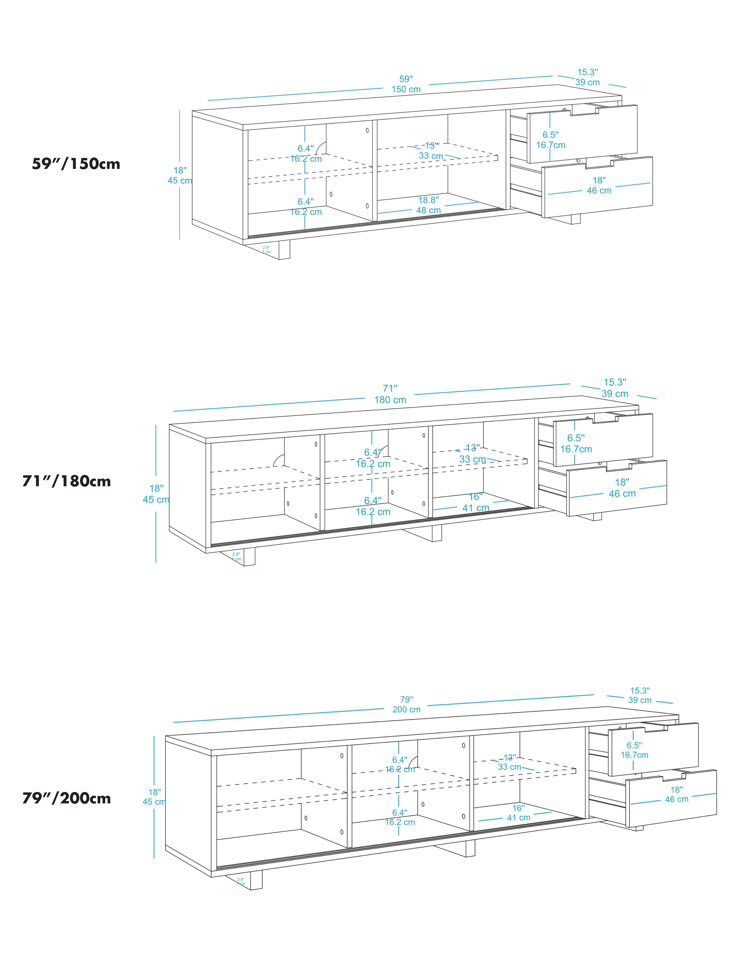 Media Console with Drawers