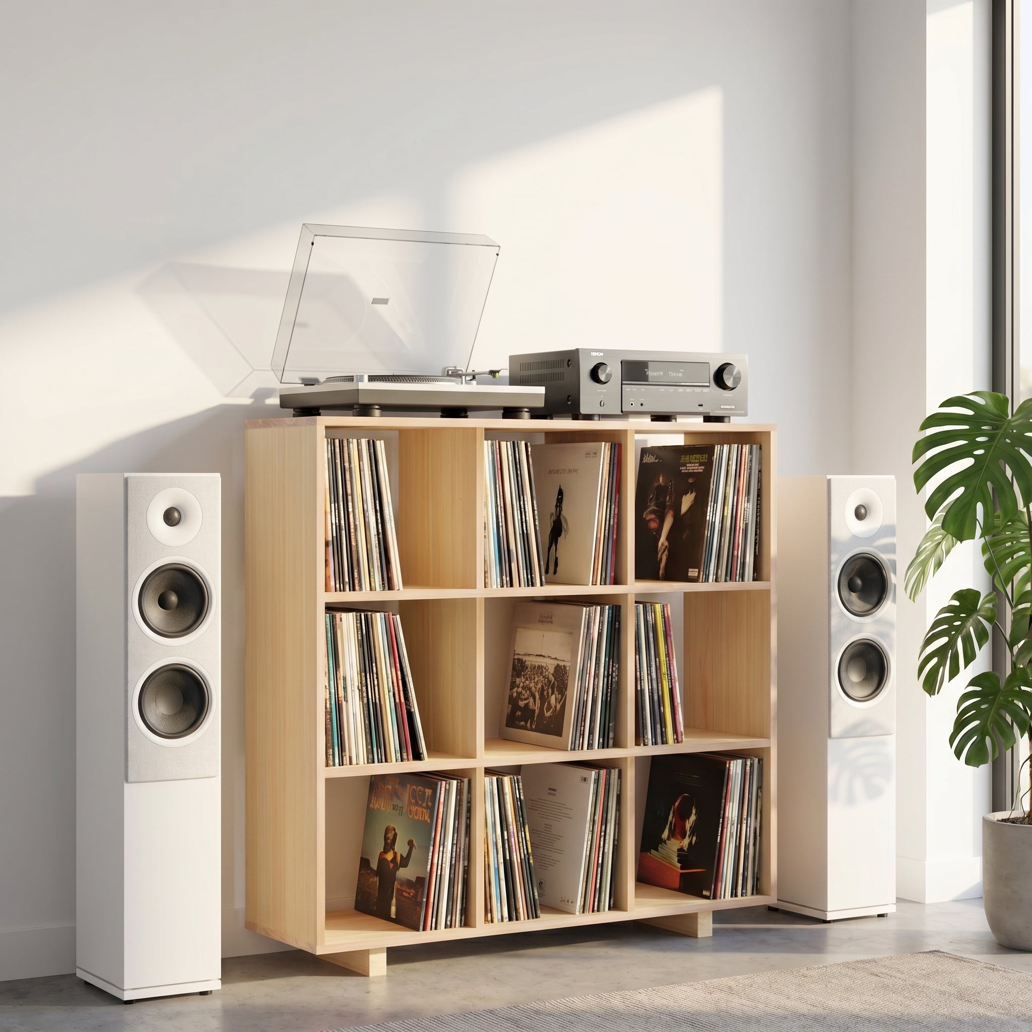 4-Tier Record Storage & Bookshelf