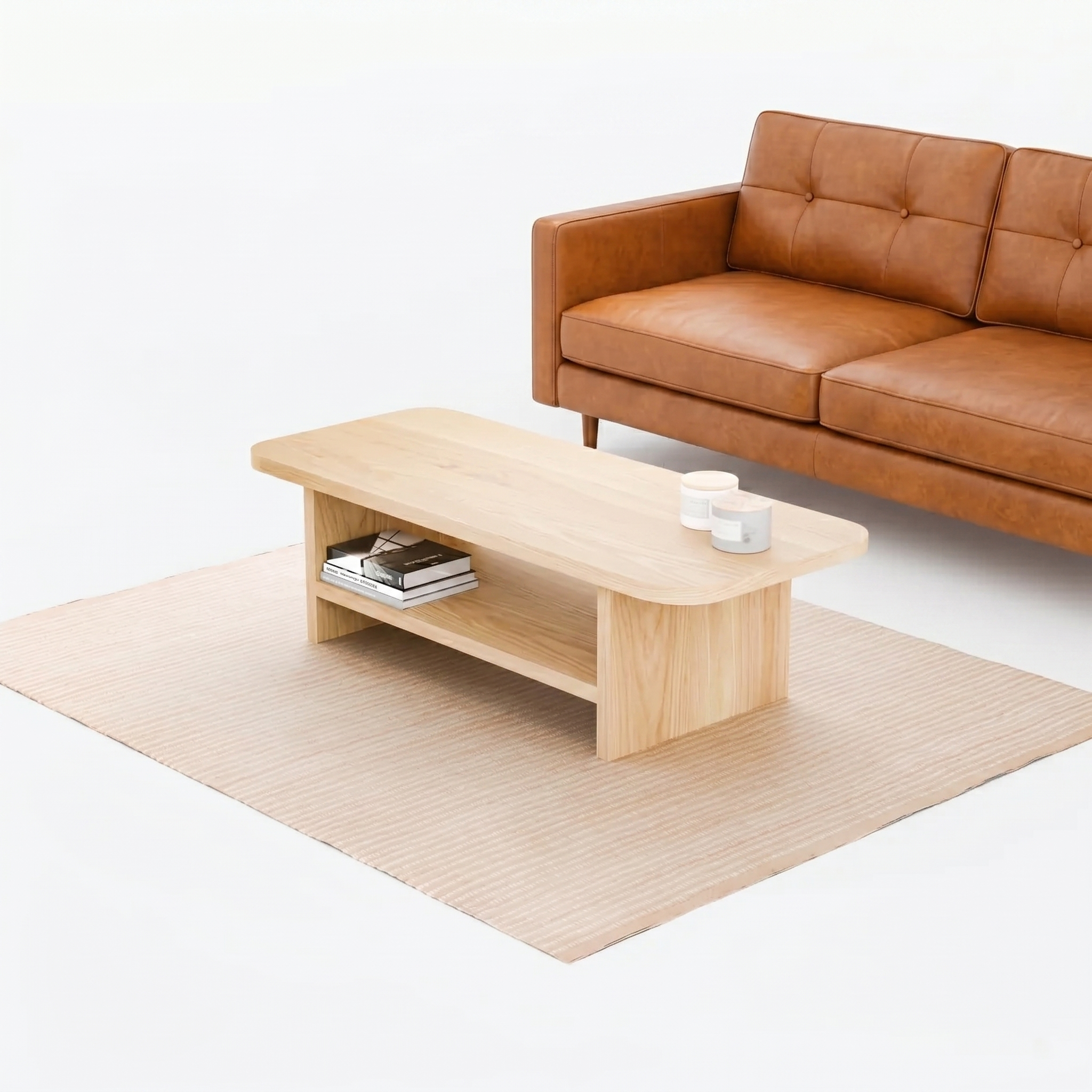Solid Wood Coffee Table With Shelf