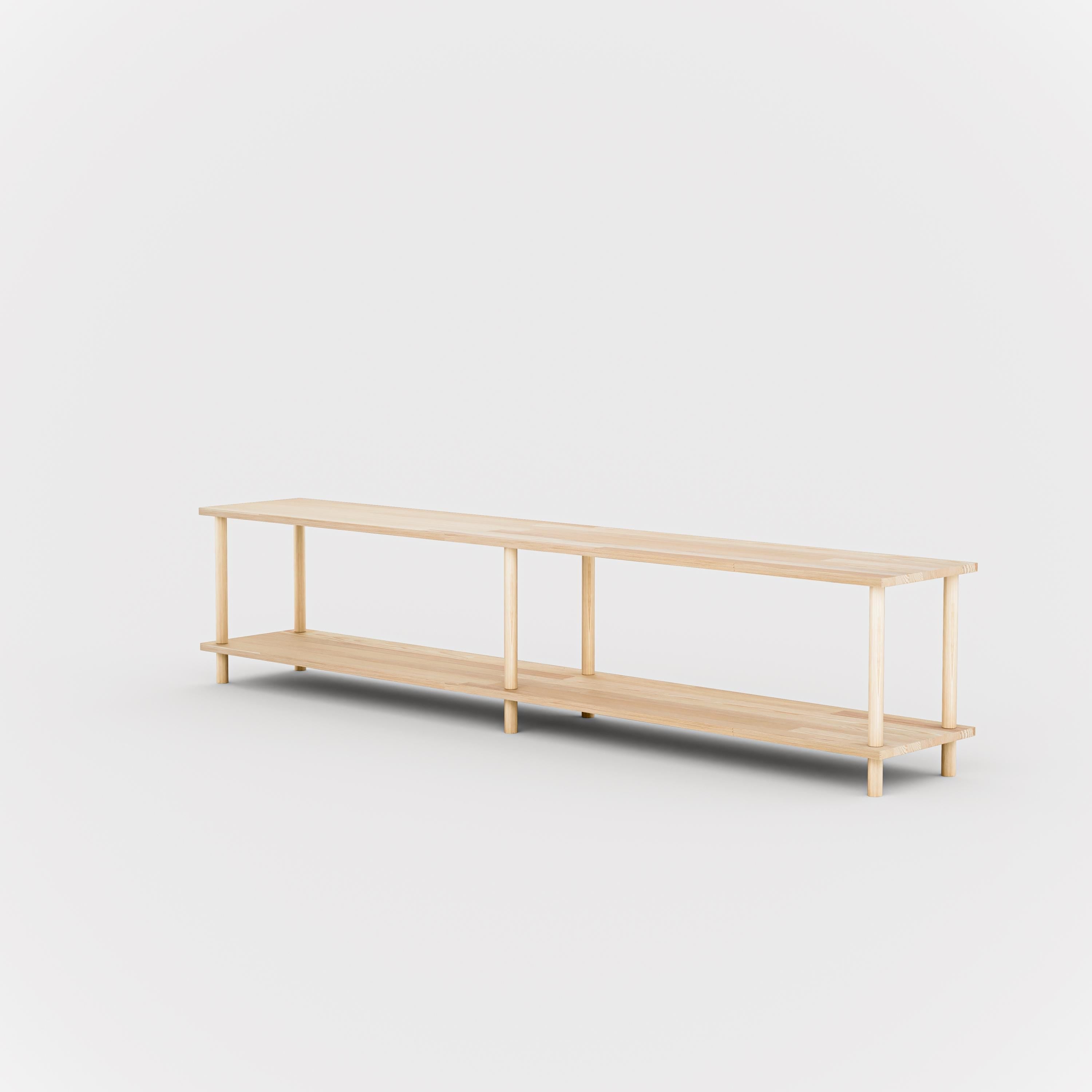 Solid Wood 2-Tier Low Shelving Unit