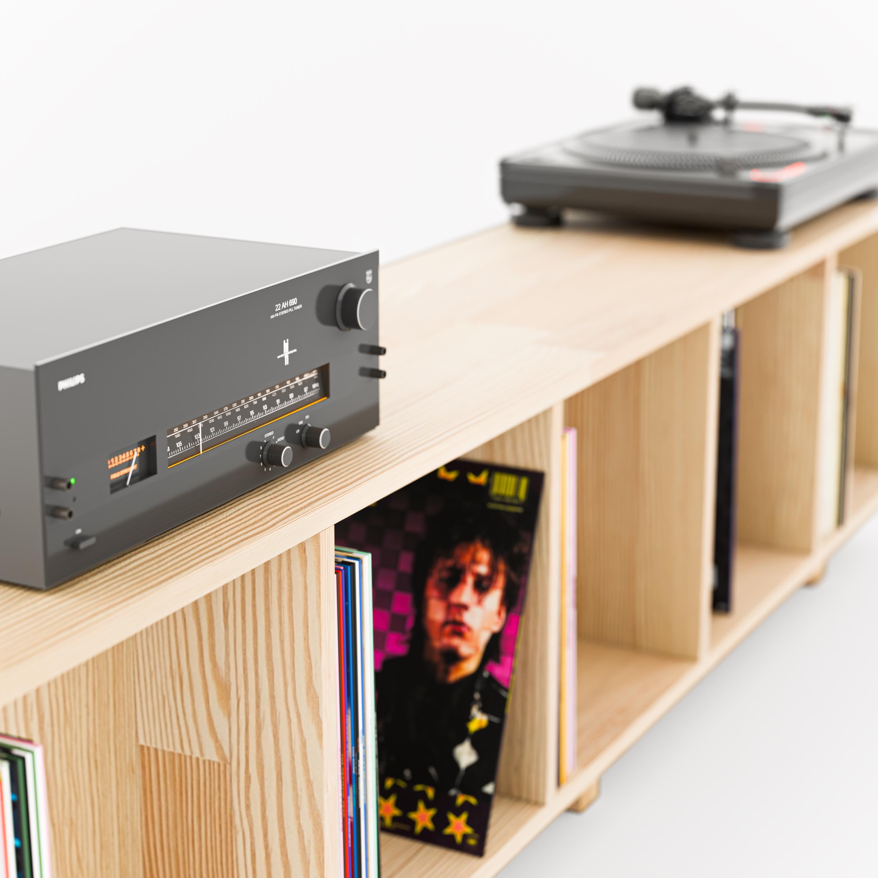 Record Player Stand & Open Low Bookshelf