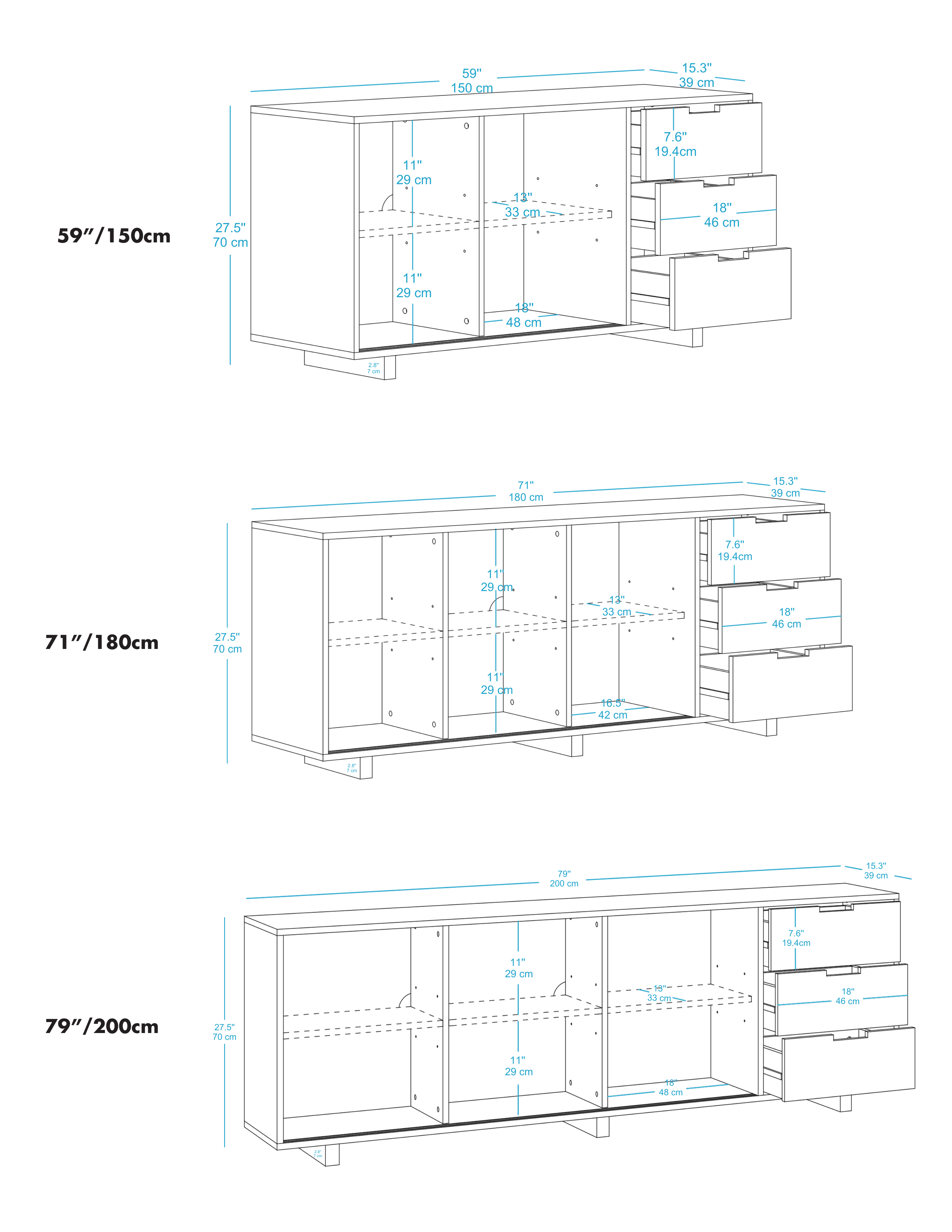 Solid Wood Drawer Sideboard