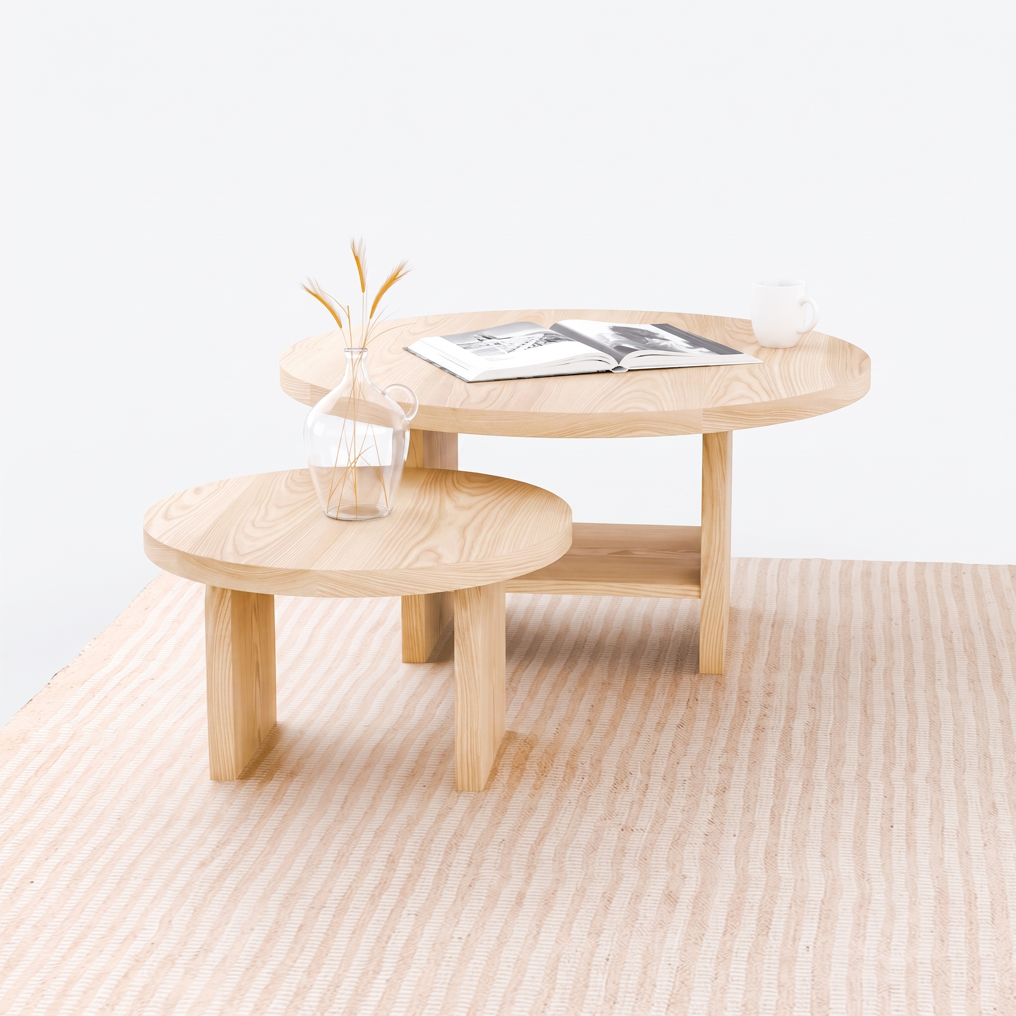 Round Coffee Table (With Shelf)