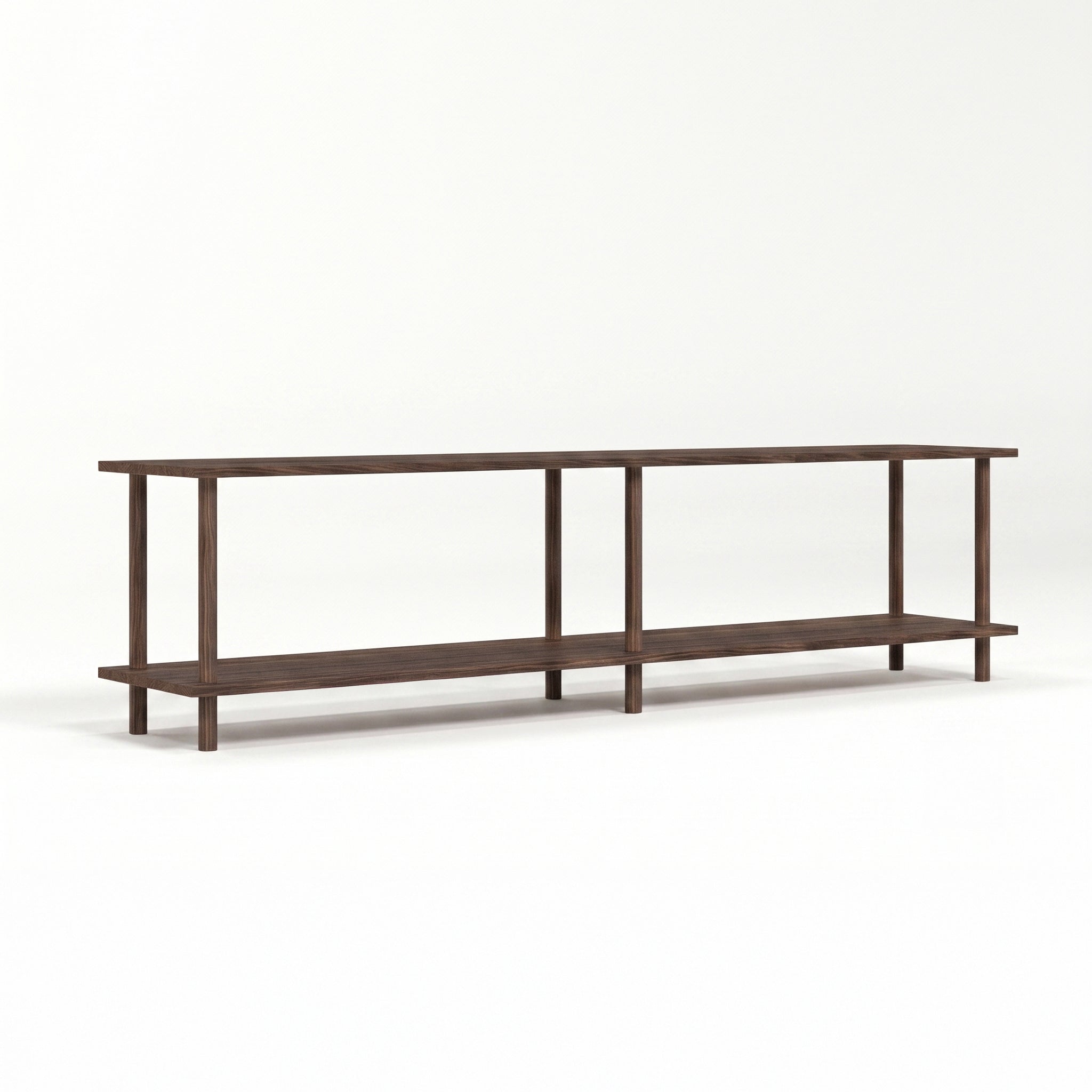Solid Wood 2-Tier Low Shelving Unit