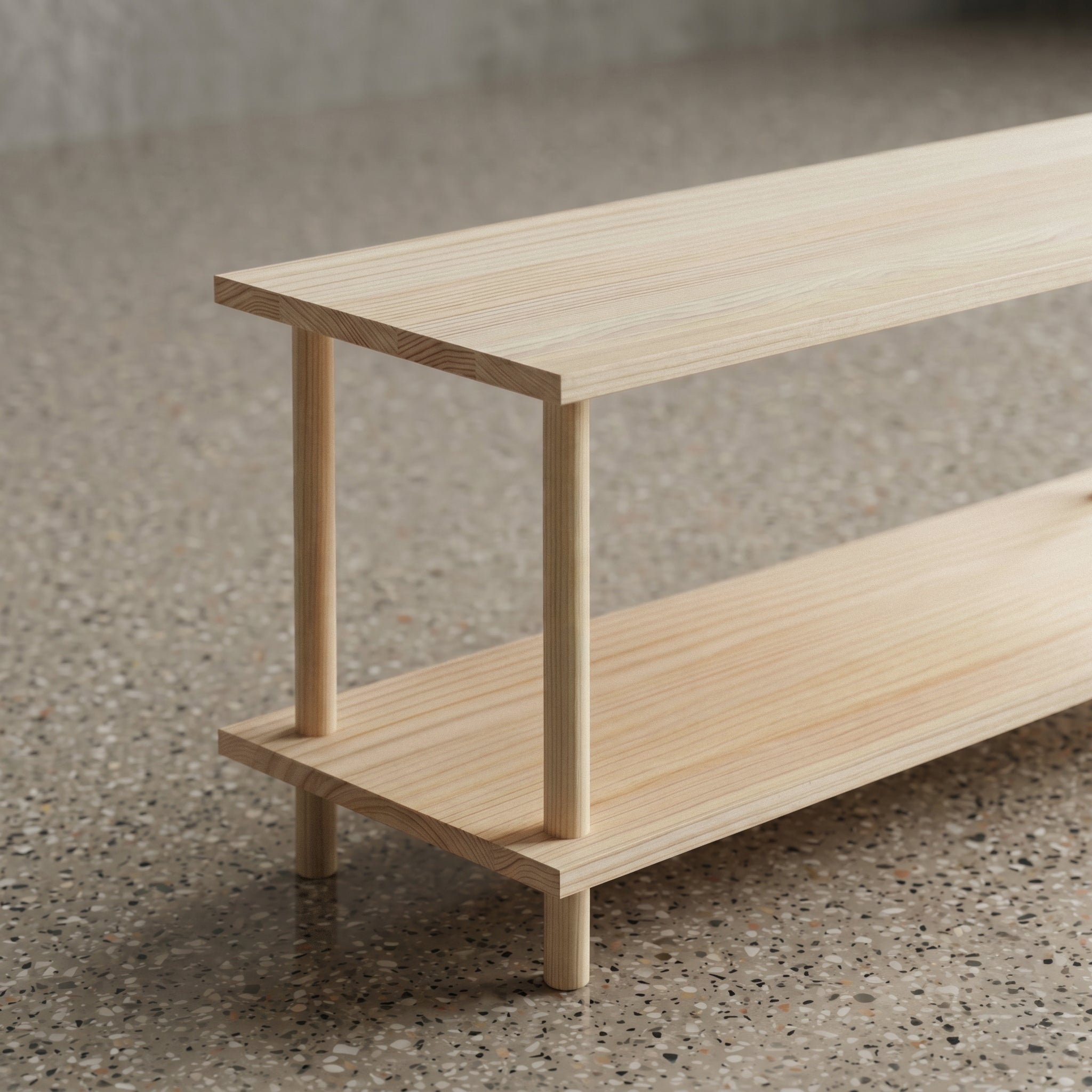 Solid Wood 2-Tier Low Shelving Unit