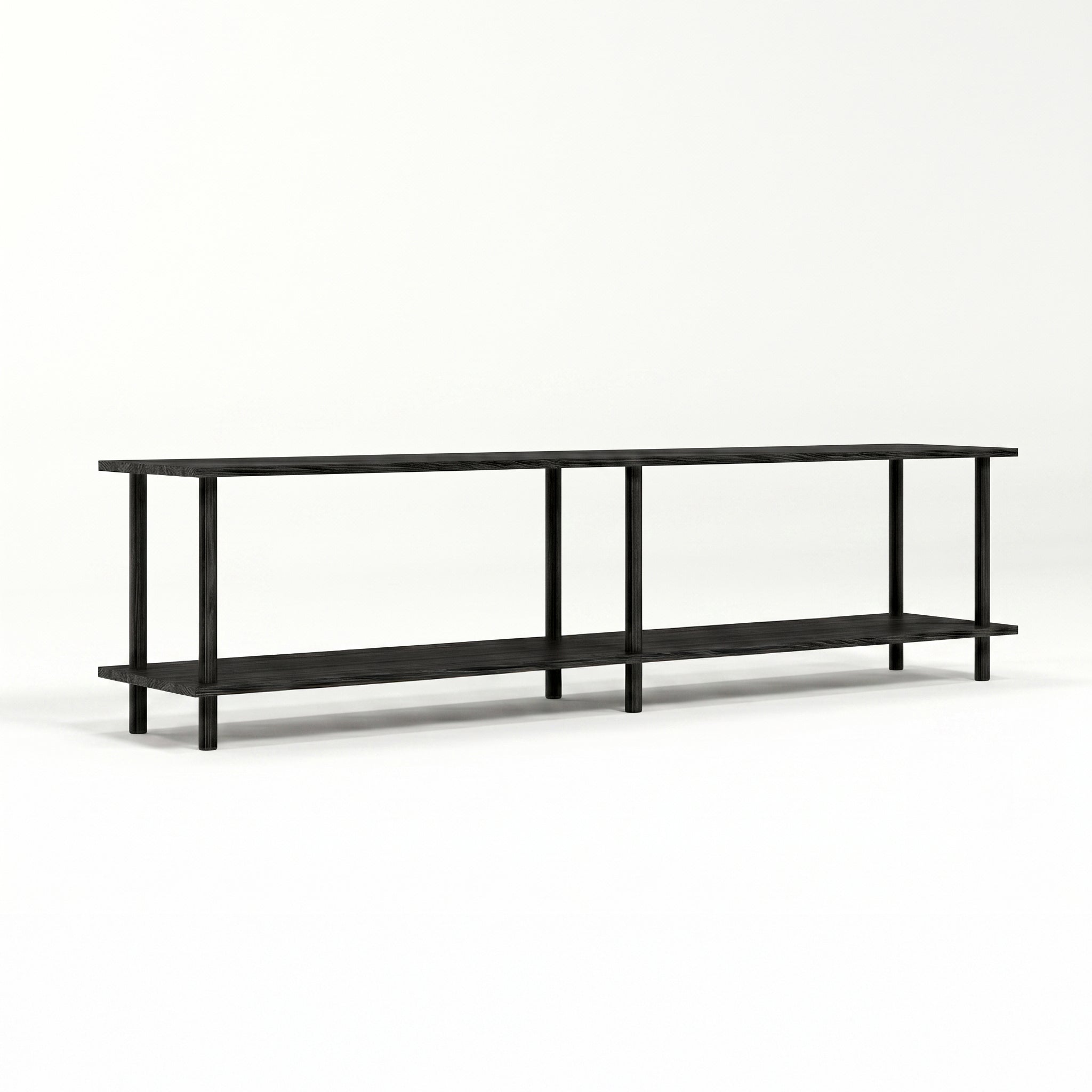 Solid Wood 2-Tier Low Shelving Unit