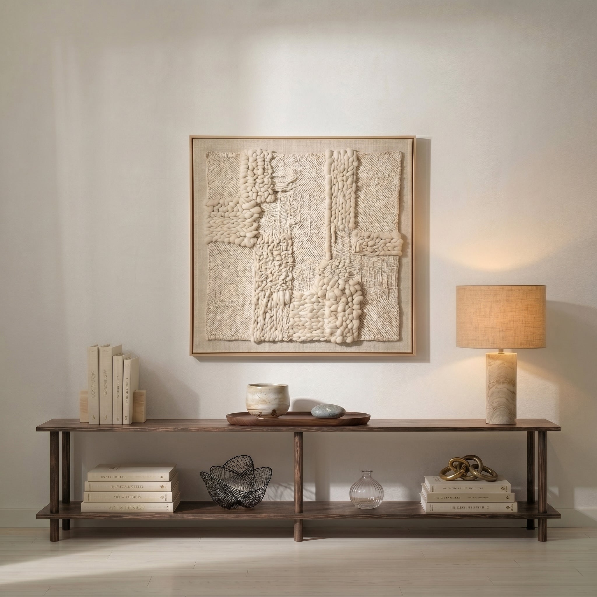 Solid Wood 2-Tier Low Shelving Unit