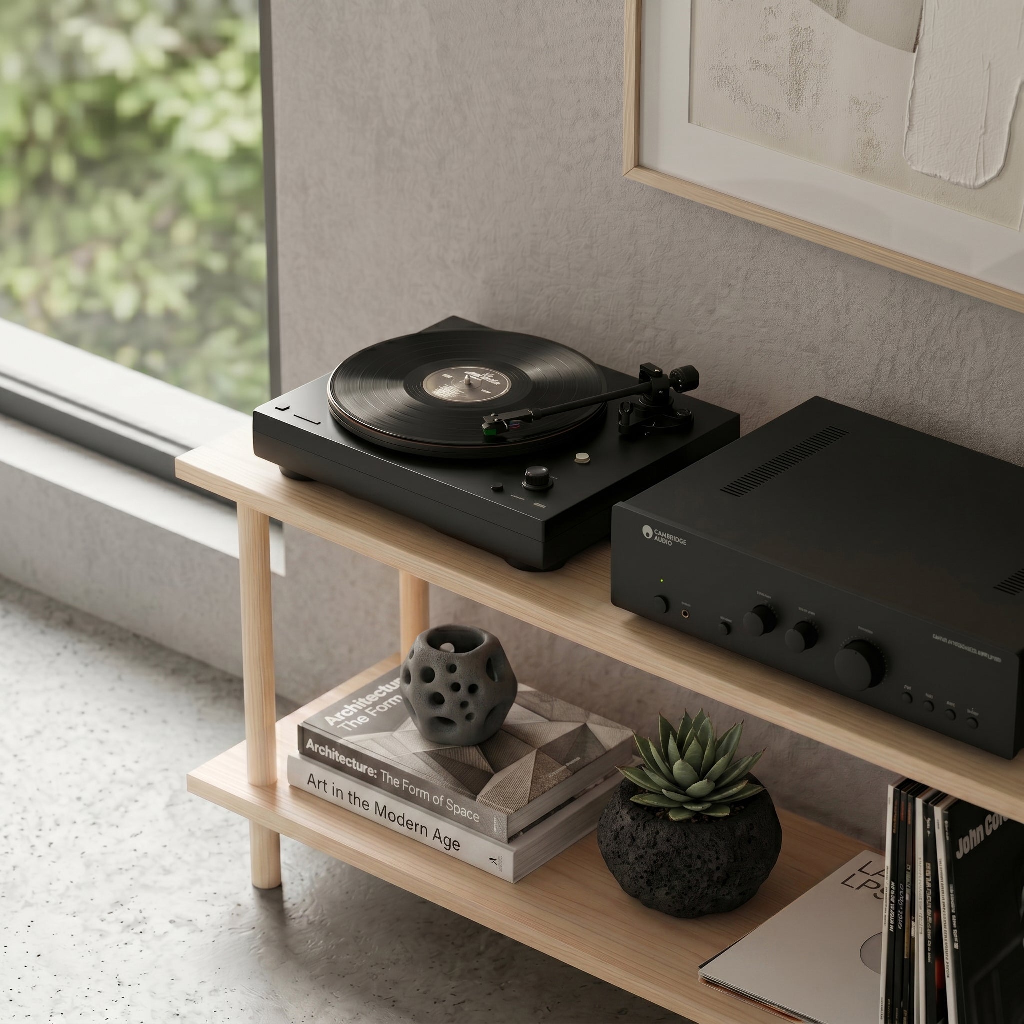 Solid Wood 2-Tier Low Shelving Unit