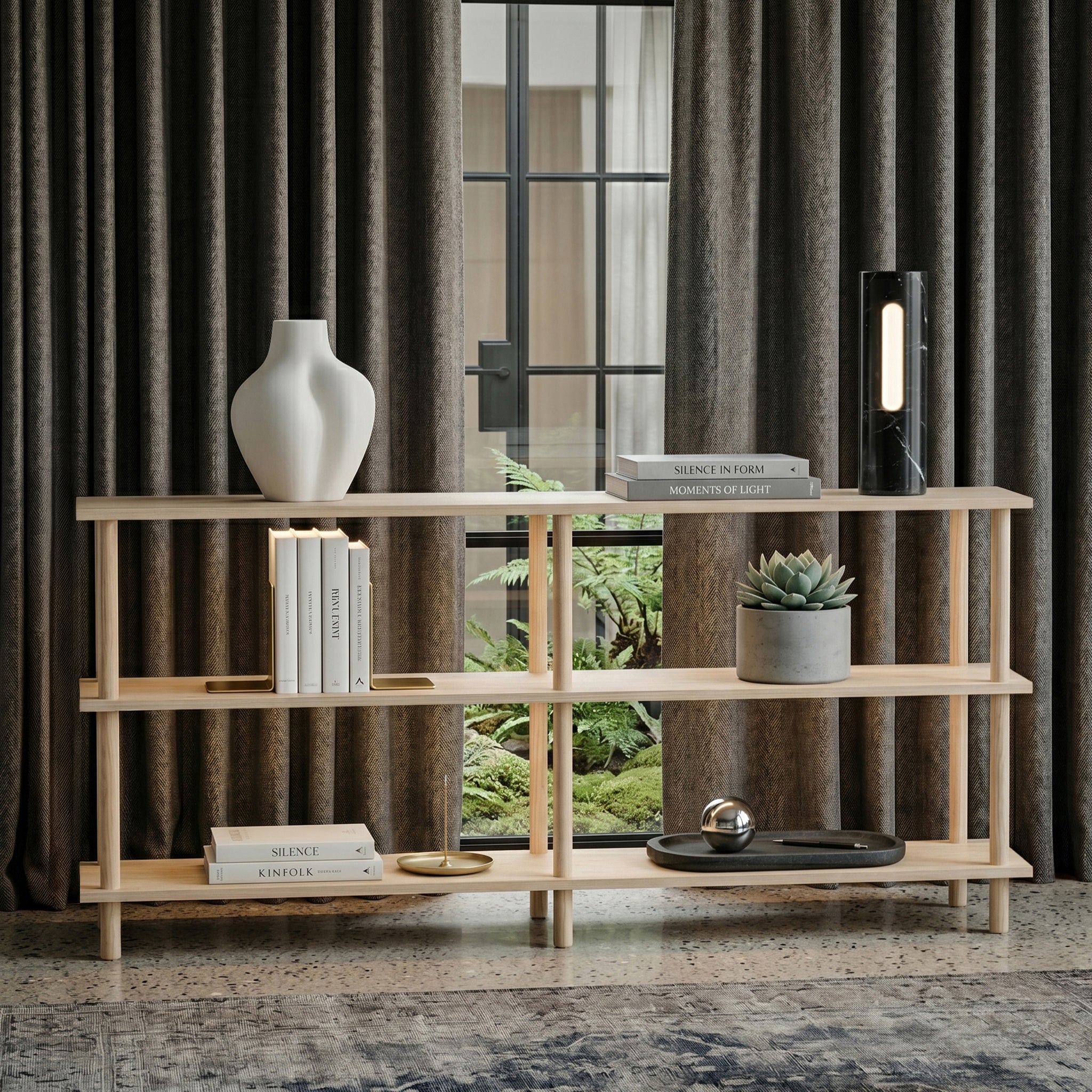 Solid Wood 3-Tier Shelving Unit