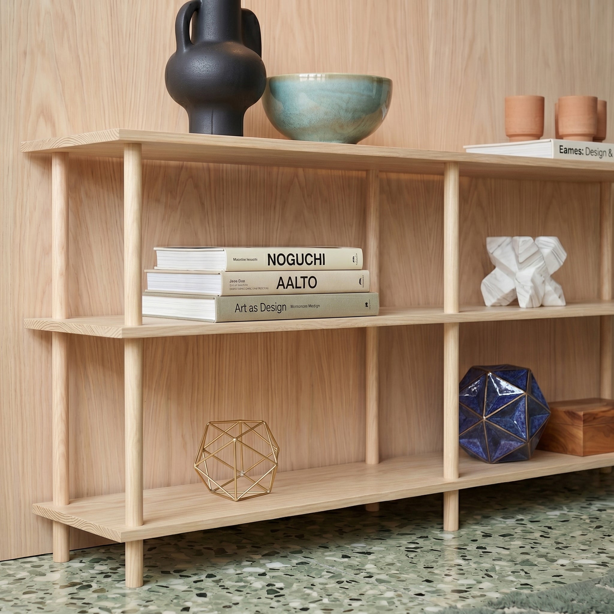 Solid Wood 3-Tier Shelving Unit