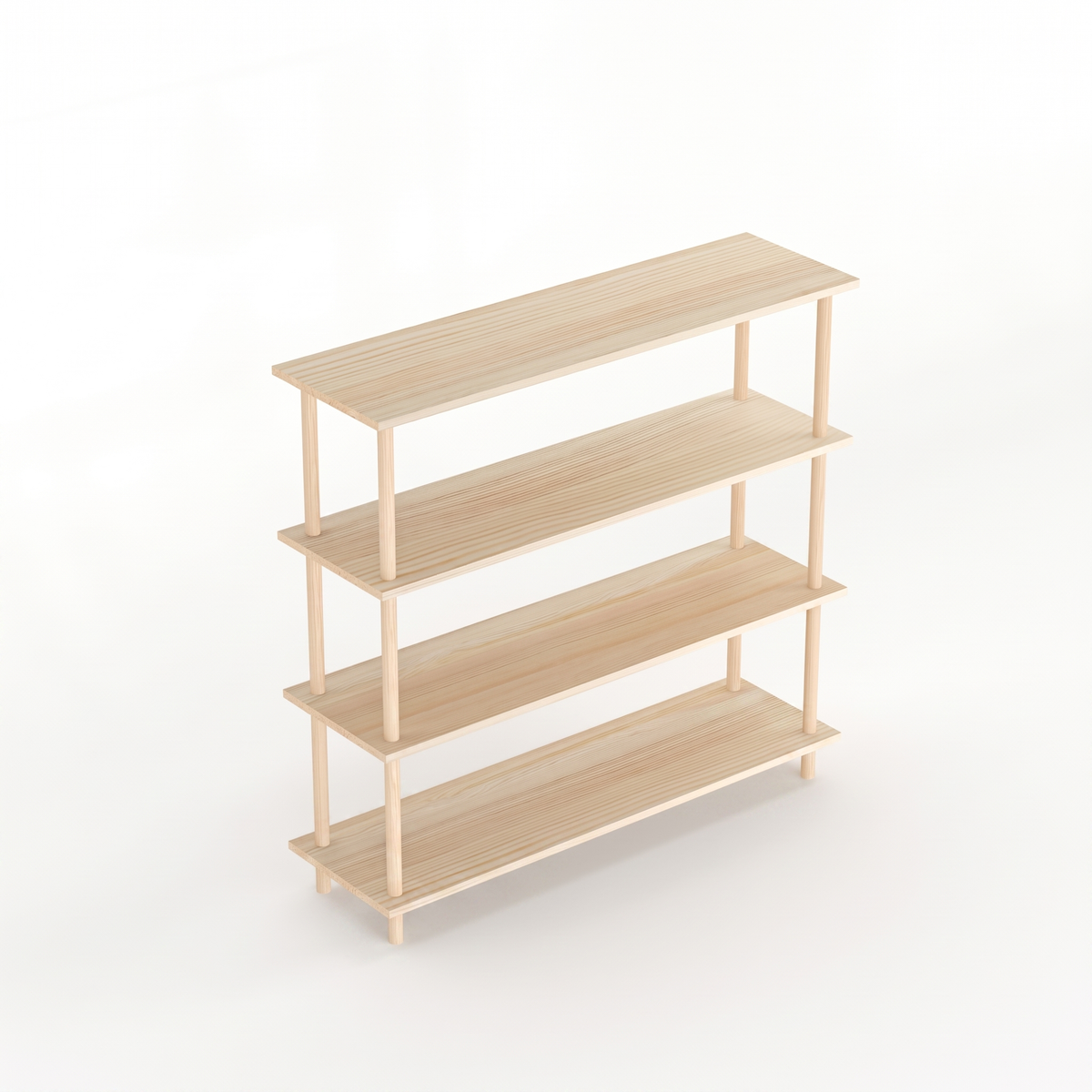 Solid Wood 4-Tier Shelving Unit