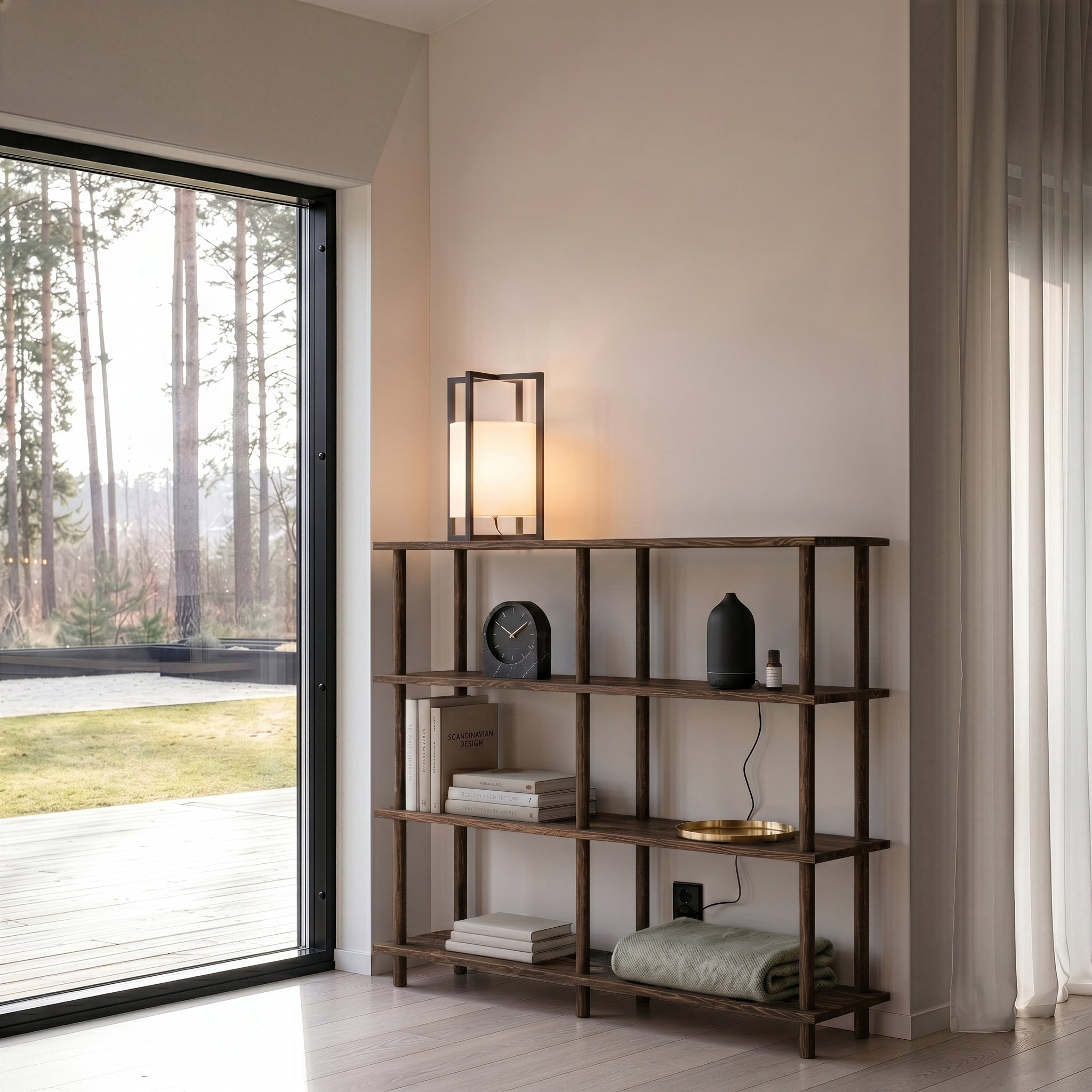 Solid Wood 4-Tier Shelving Unit