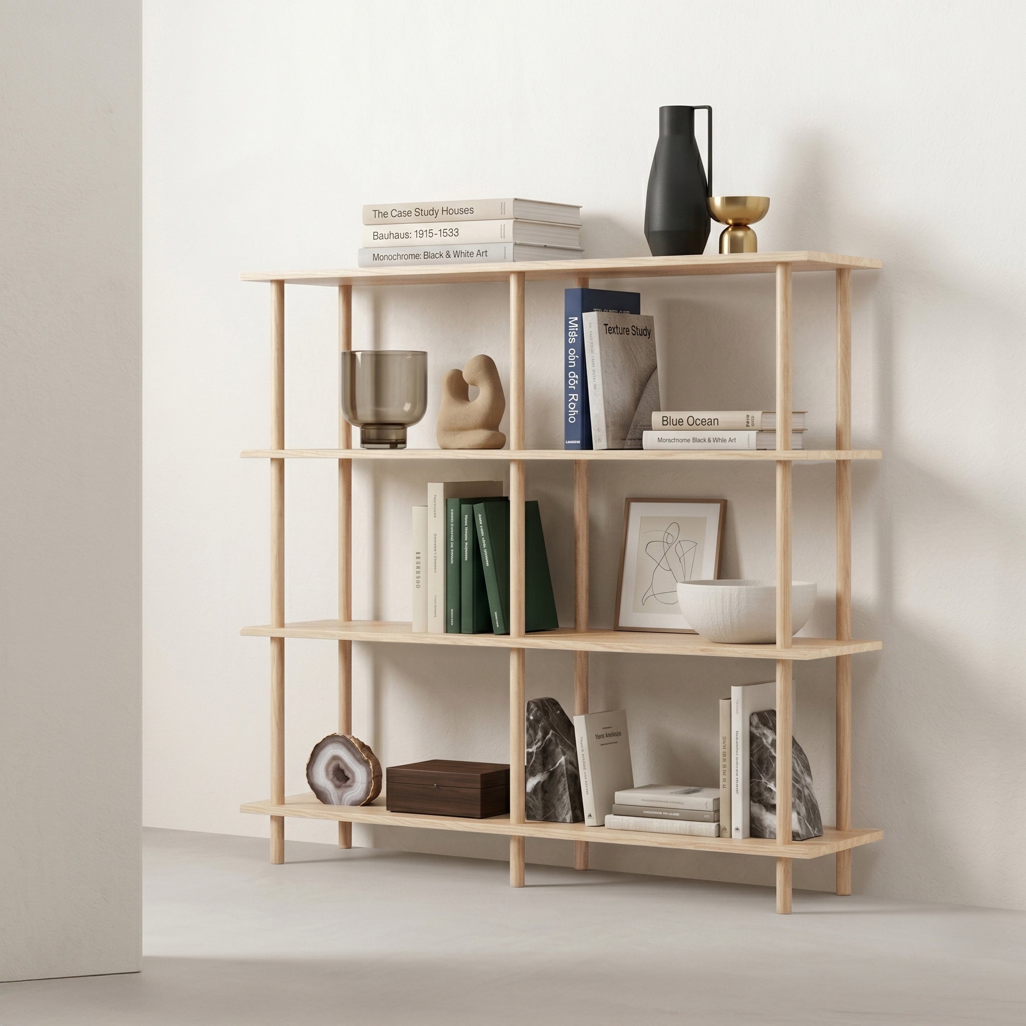 Solid Wood 4-Tier Shelving Unit