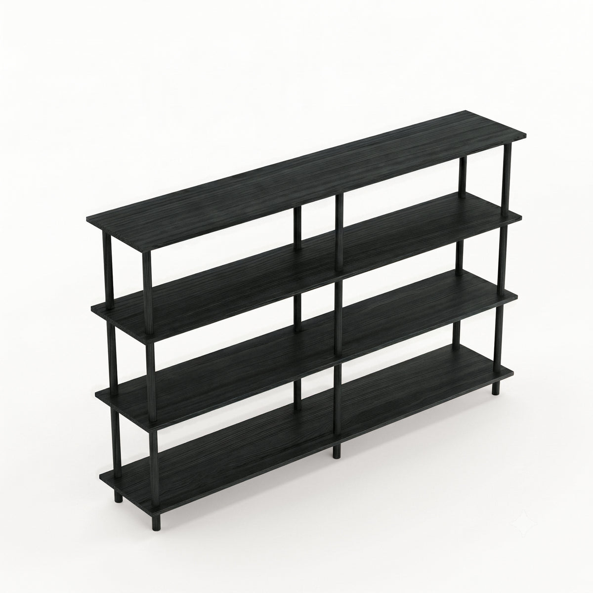 Solid Wood 4-Tier Shelving Unit