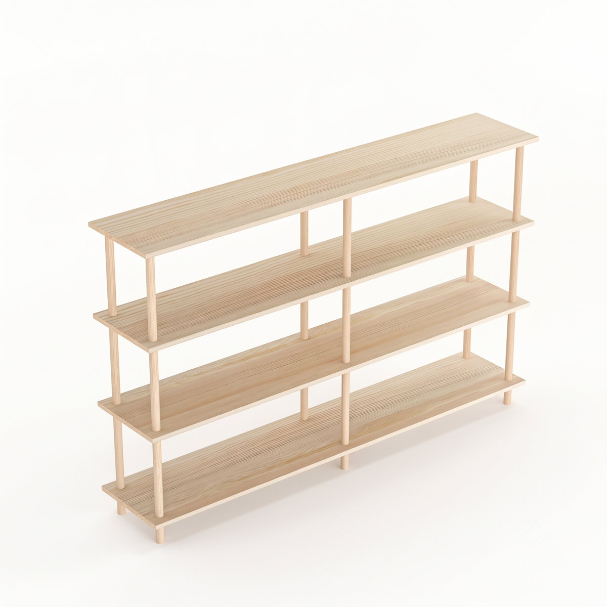 Solid Wood 4-Tier Shelving Unit