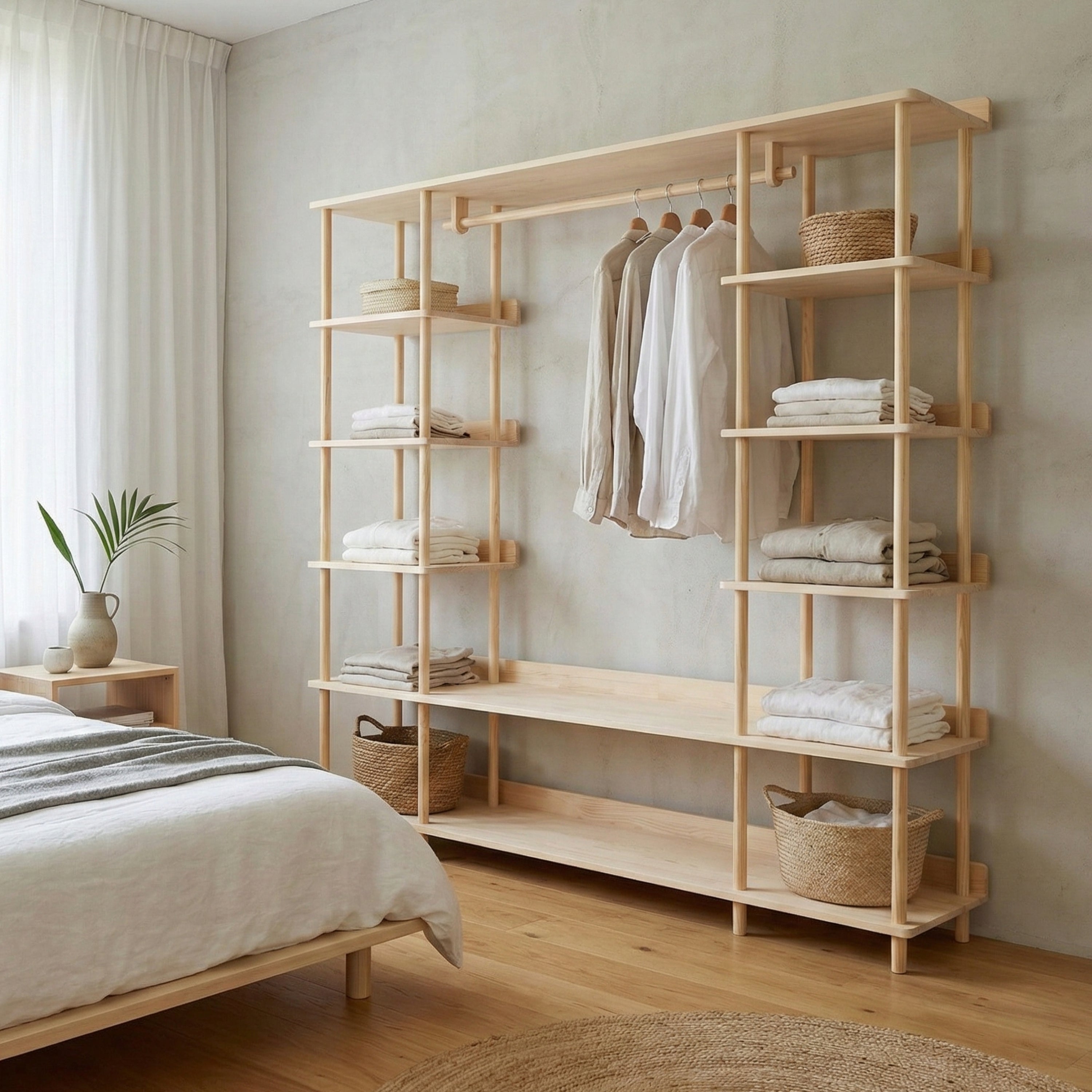 Wooden Open Wardrobe, Clothes Storage