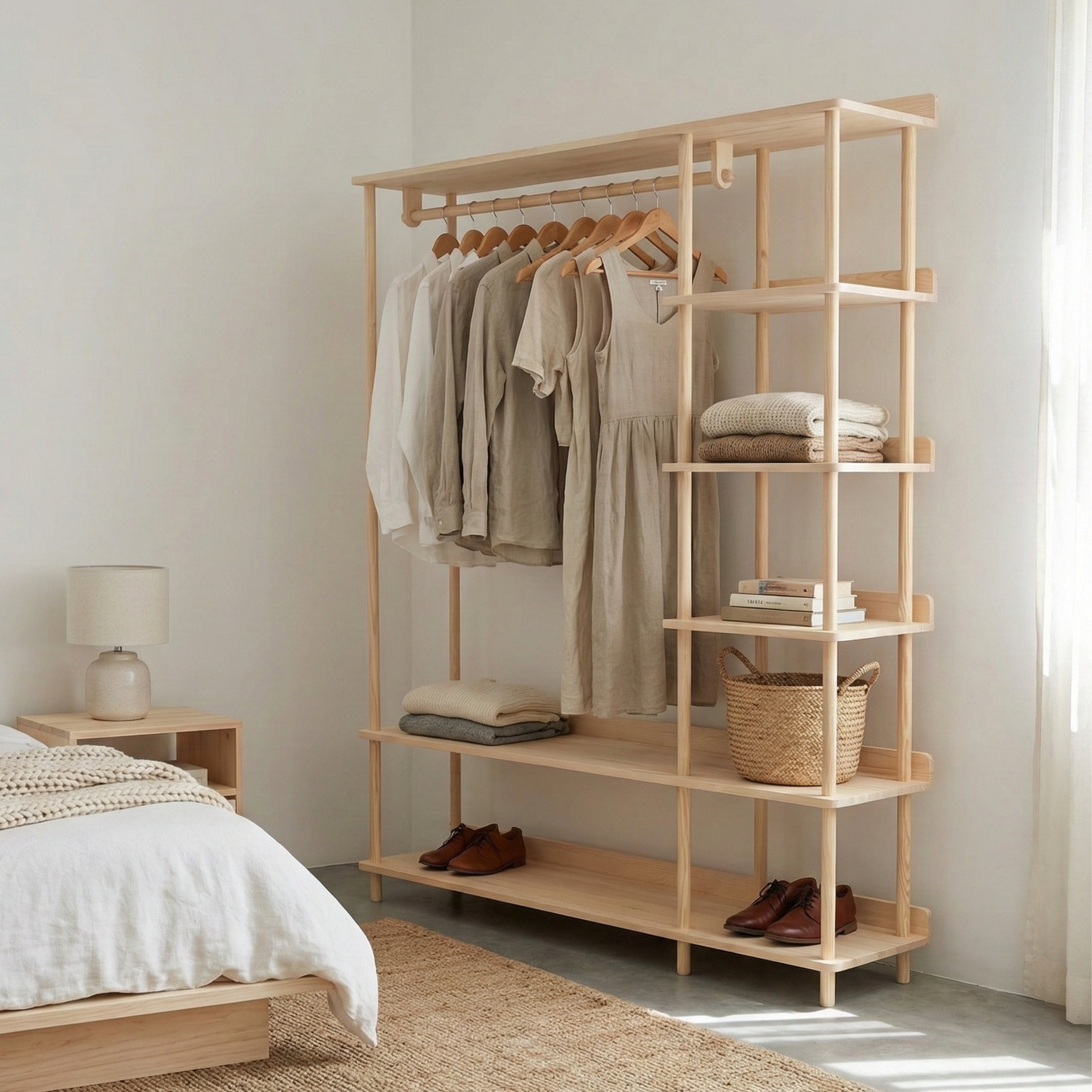 Wooden Open Wardrobe, Clothes Storage