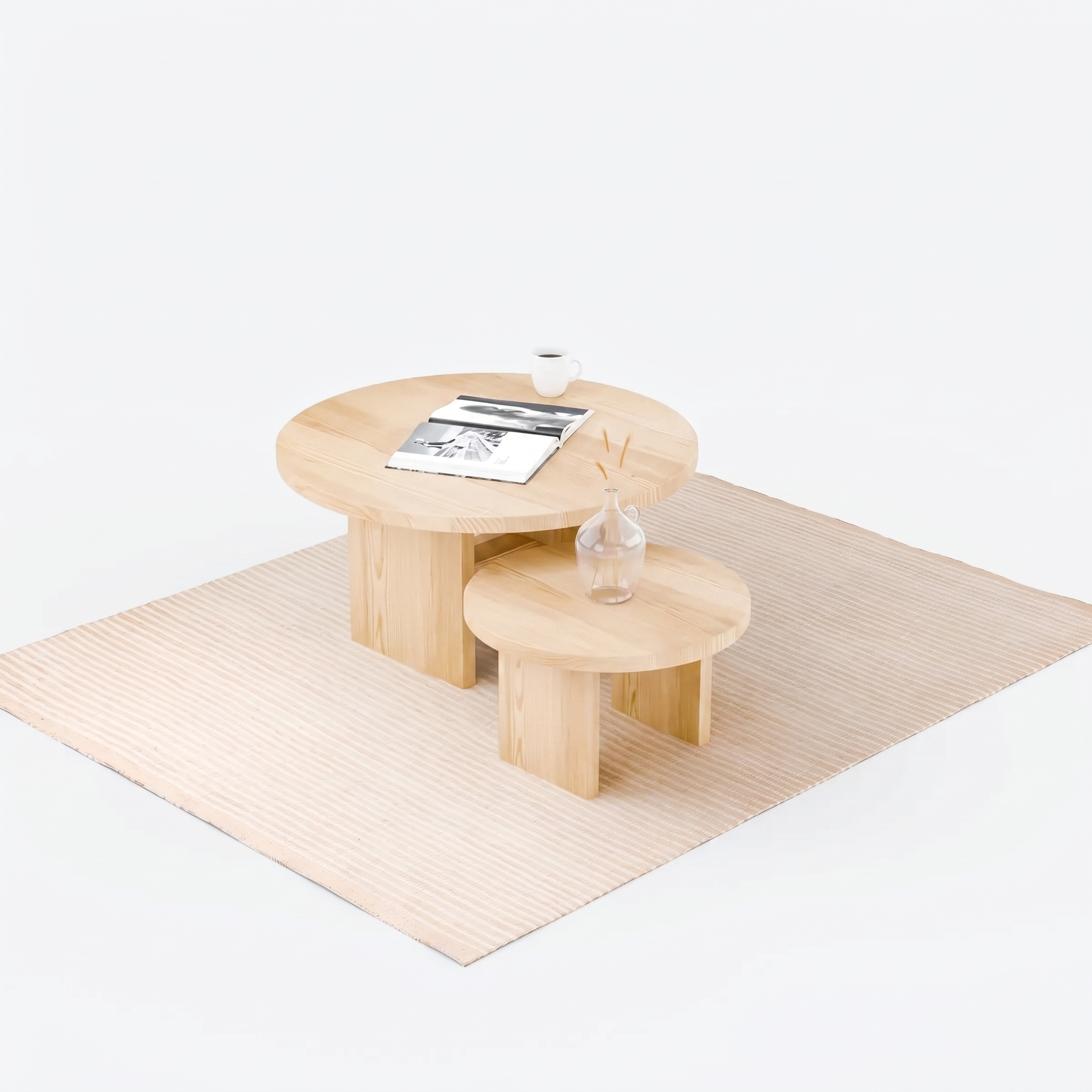 Round Coffee Table (With Shelf)