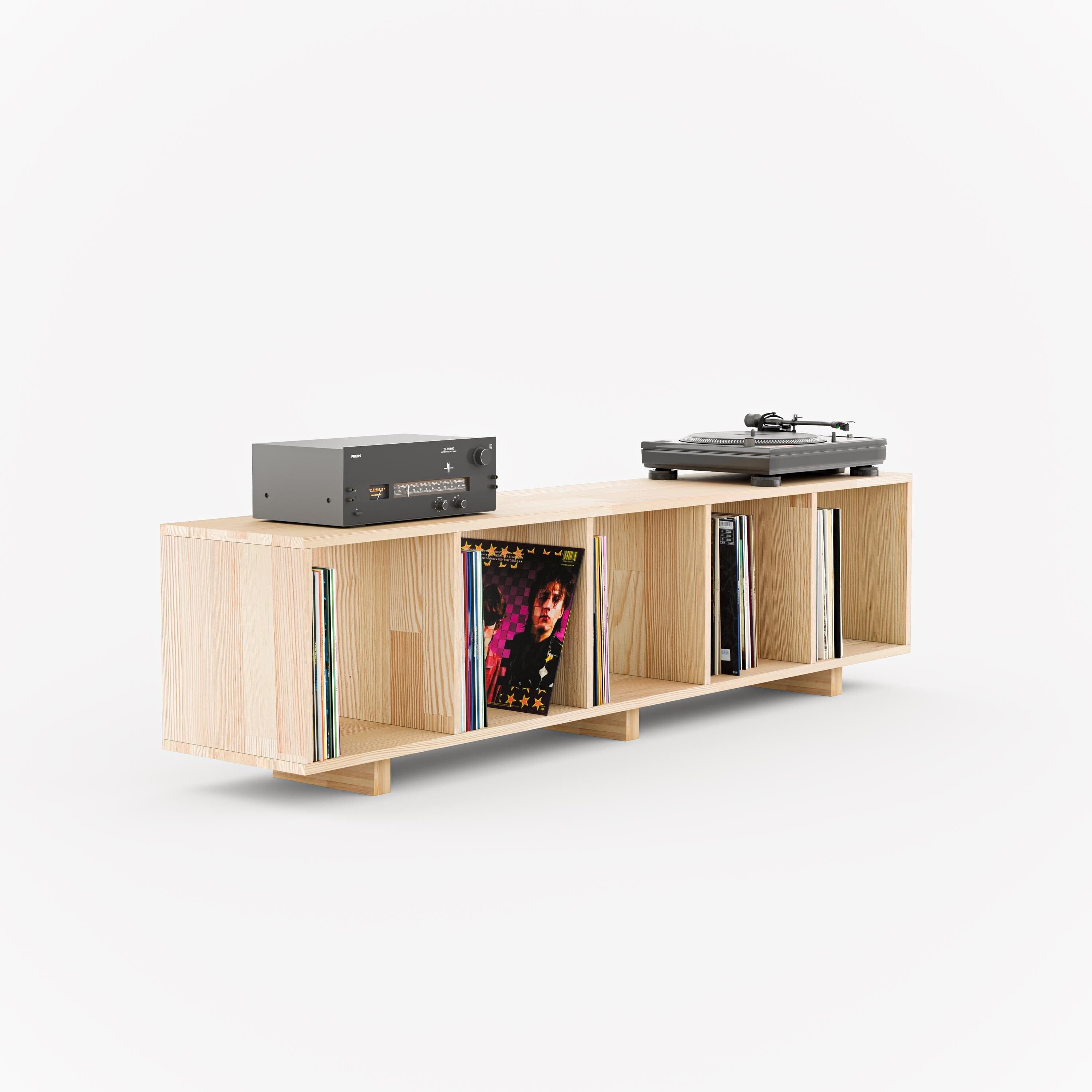 Record Player Stand, Open Low Bookshelf