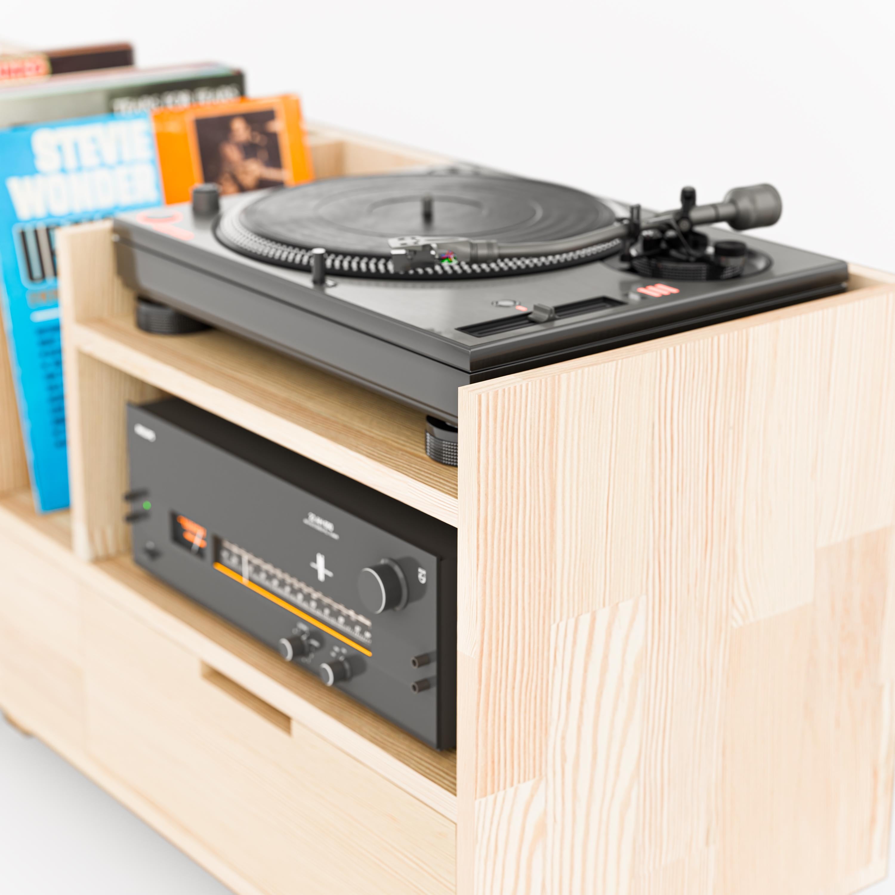 Record Player Stand, Record Cabinet with Drawers