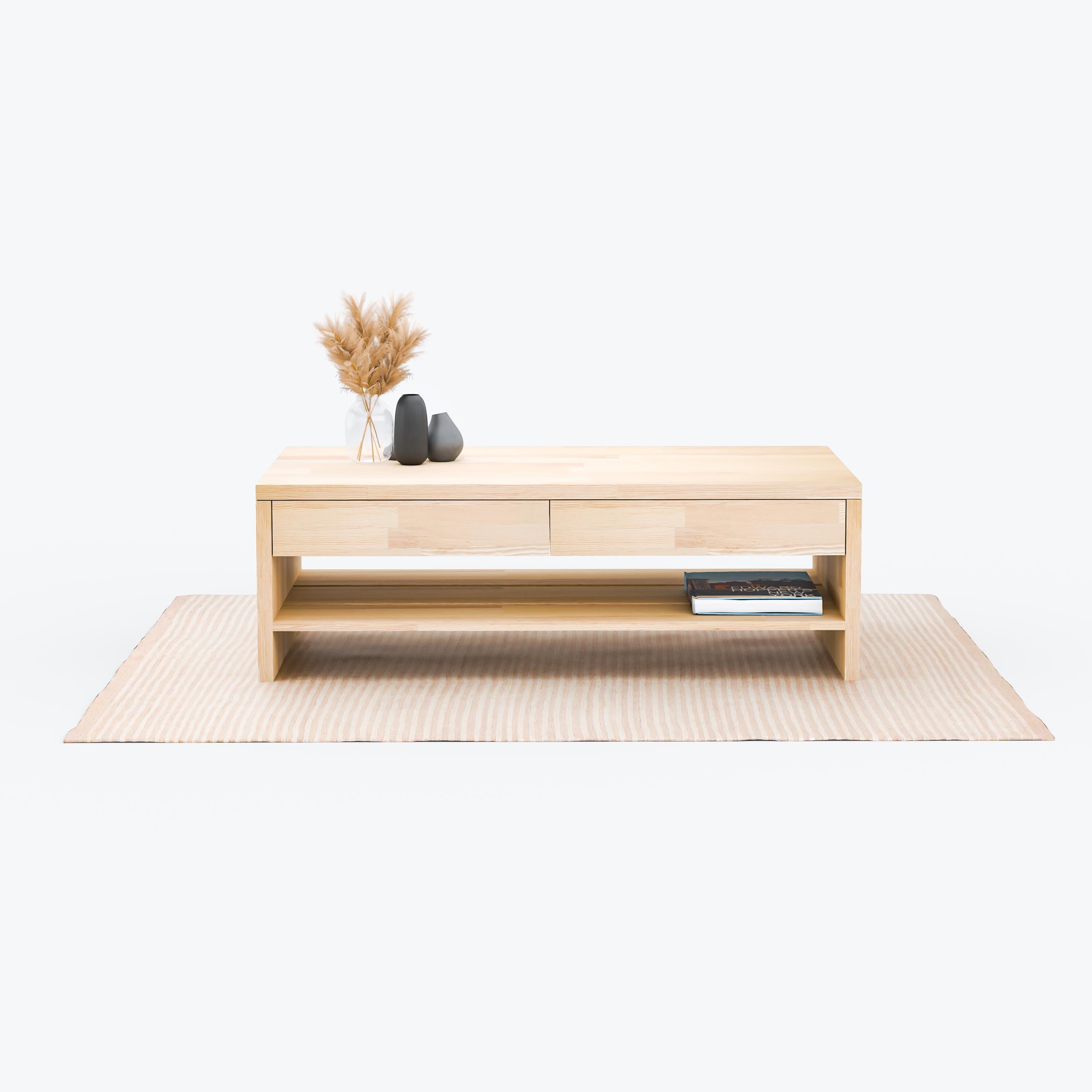 Solid Wood Drawer Coffee Table, Minimalist Coffee Table