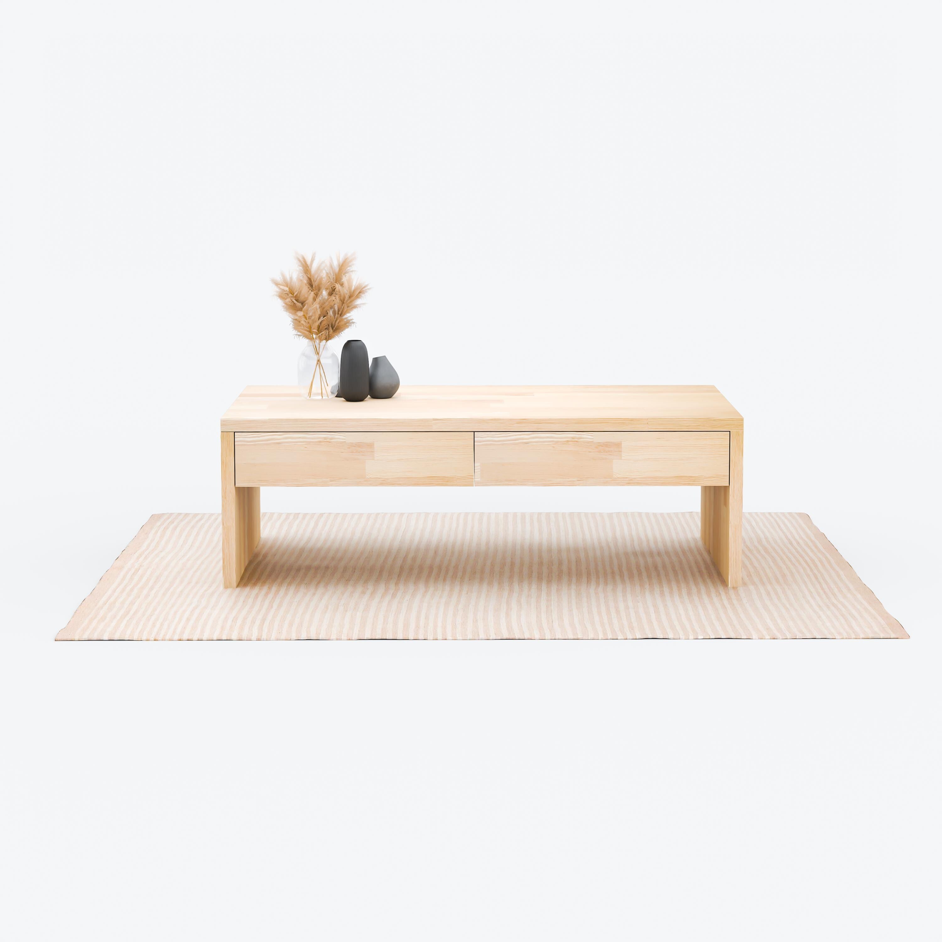 Solid Wood Drawer Coffee Table, Modern Coffee Table