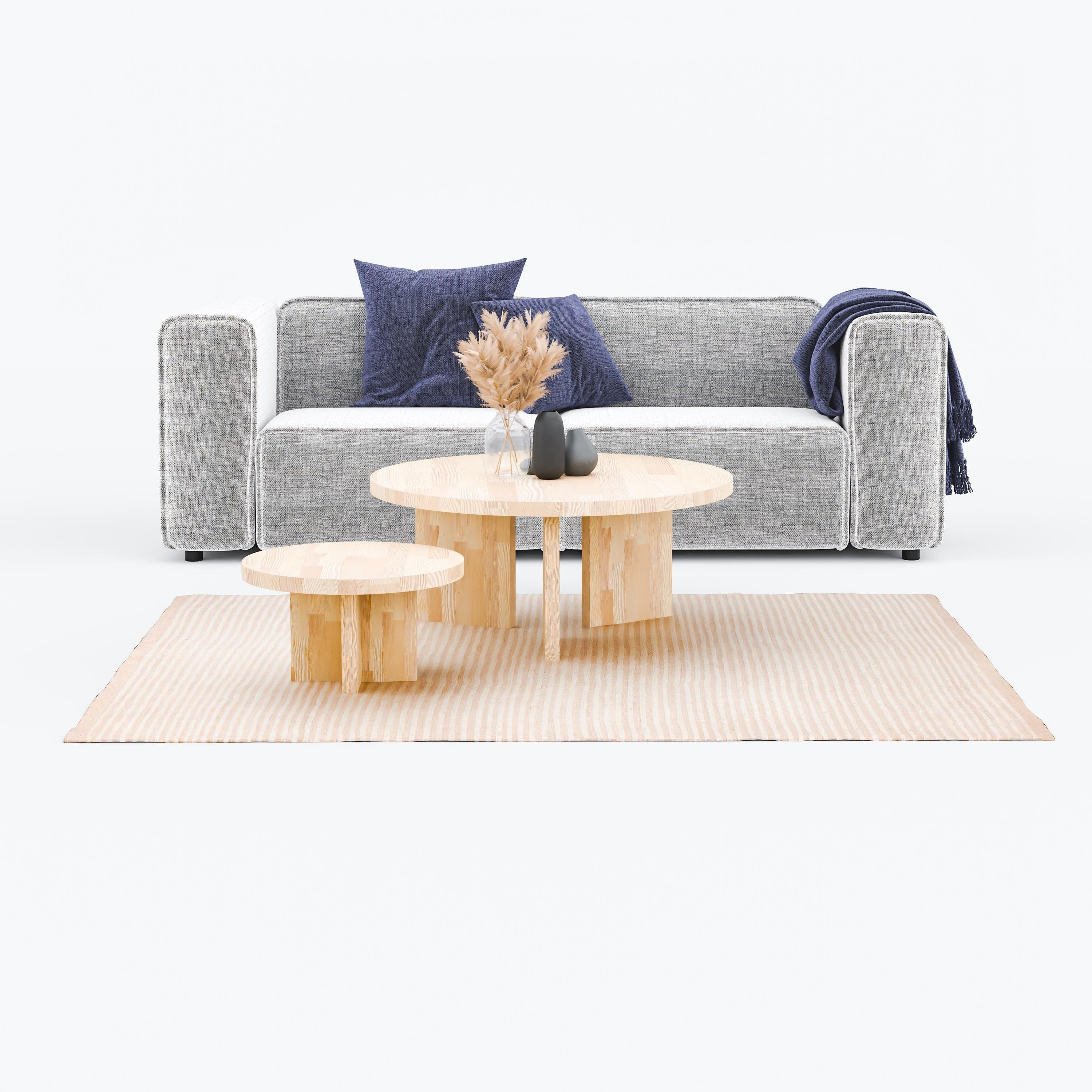 Round Solid Wood Coffee Table, Coffee Table Set