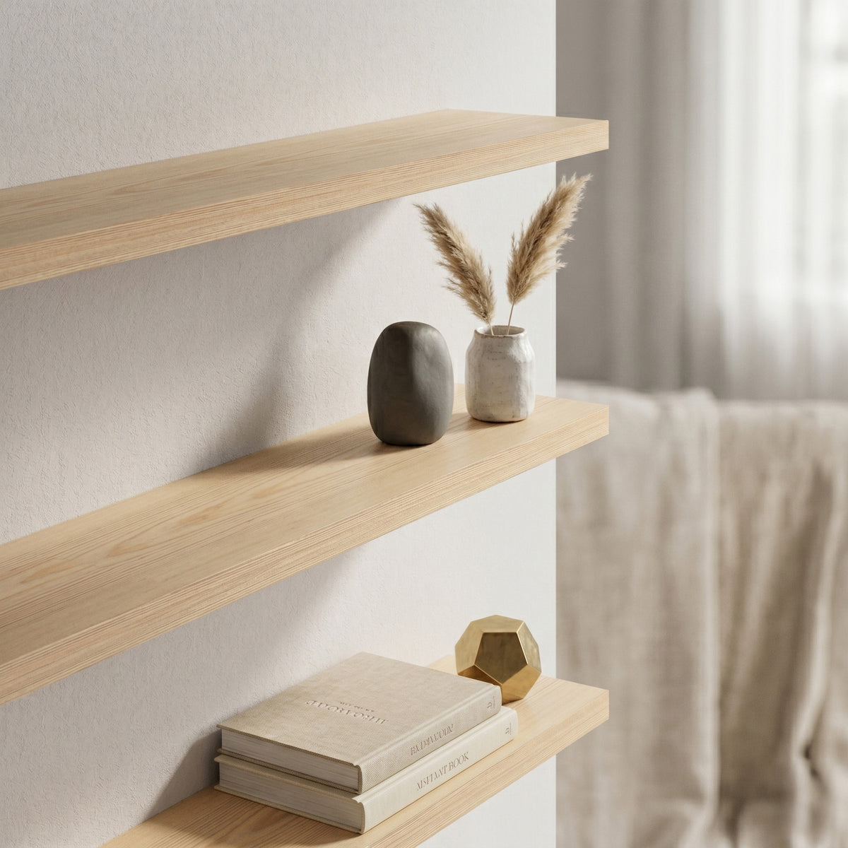 Solid Wood Floating Shelf & Wall Mounted Shelf