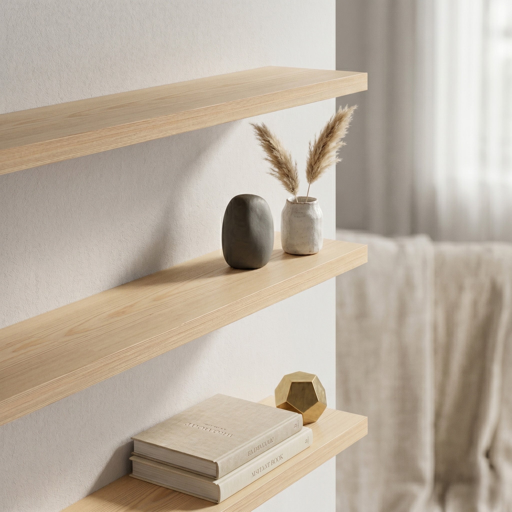 Solid Wood Floating Shelf & Wall Mounted Shelf