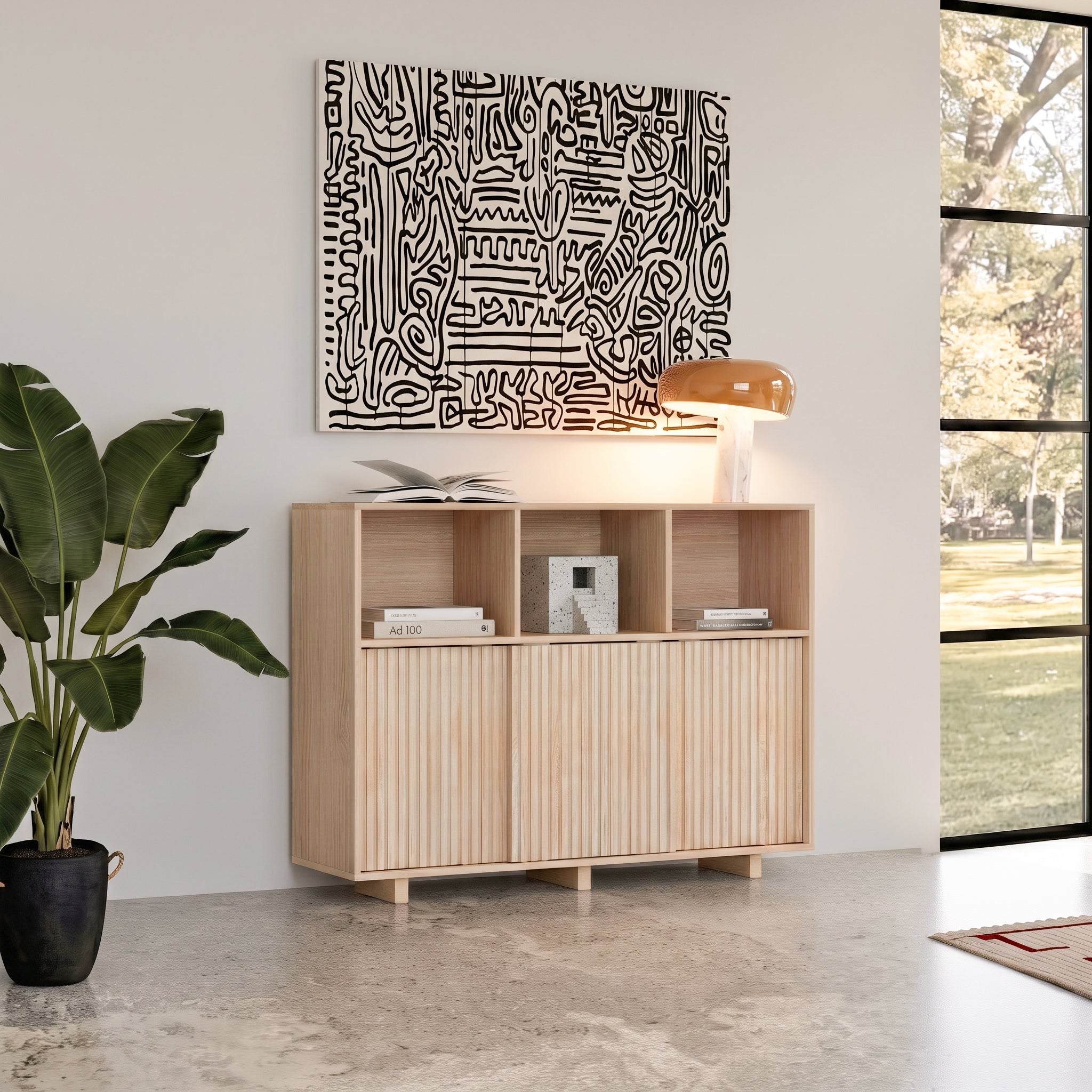 Solid Wood High Sideboard